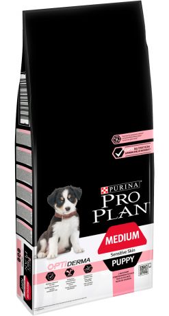 Purina Pro Plan Optiderma Puppy Medium Sensitive Skin для щенков средних пород с чувствительной кожей с лососем и рисом (1,5 + 1,5 кг)