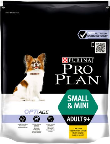 Purina Pro Plan Adult 9+ Optiage Small & Mini для пожилых собак маленьких пород старше 9 лет с курицей и рисом (0,7 + 0,7 кг)