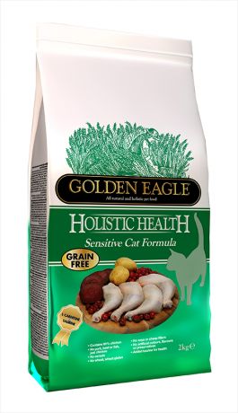 Golden Eagle Holistic Health Cat Adult Sensitive беззерновой для взрослых кошек при аллергии (4 + 4 кг)