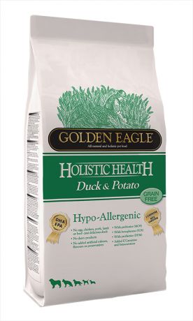 Golden Eagle Holistic Health Dog Adult Hypoallergenic Duck & Potato беззерновой для взрослых собак при аллергии с уткой и картофелем (2 + 2 кг)