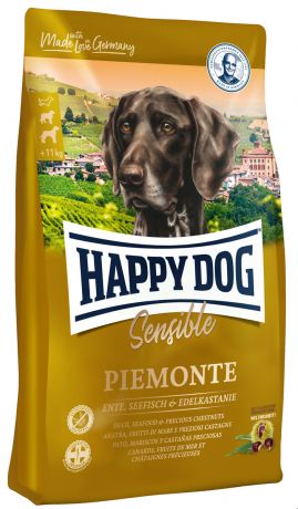Happy Dog Supreme Piemonte Sensible Nutrition для взрослых собак всех пород при аллергии с уткой, морской рыбой и каштанами (10 кг)