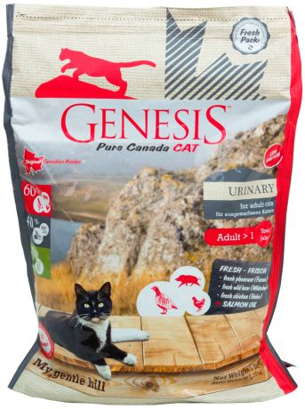 Genesis Pure Canada My Gentle Hill Urinary беззерновой для взрослых кошек при мочекаменной болезни с фазаном, кабаном и курицей (2,268 + 2,268 кг)
