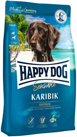 Happy Dog Supreme Karibik Sensible Nutrition для взрослых собак всех пород при аллергии с морской рыбой (12,5 кг)