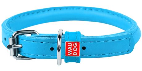 Ошейник кожаный круглый для длинношерстных собак синий 10 мм 39 – 47 см Collar WauDog Glamour (1 шт)