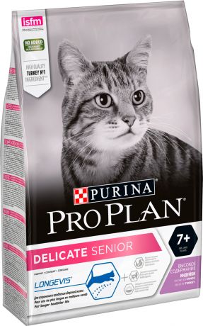 Purina Pro Plan Cat Senior 7+ Delicate Turkey для пожилых кошек старше 7 лет с чувствительным пищеварением с индейкой (0,4 кг)