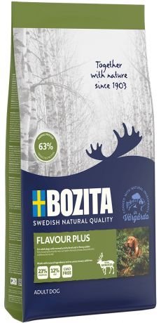 Bozita Flavour Plus для привередливых взрослых собак всех пород с нормальным уровнем активности с оленем (12 кг)