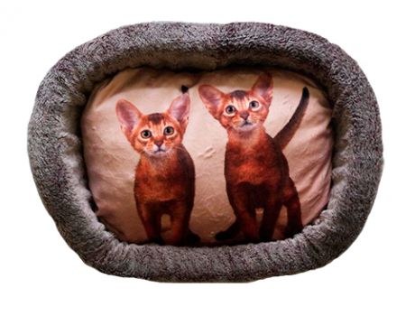 Лежак для кошек PerseiLine Дизайн № 6 принт 11 овальный 67 х 49 х 16 см (1 шт)