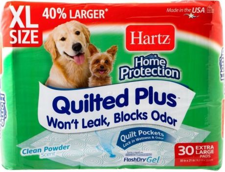 Пеленки впитывающие для собак Hartz Quilted Plus большие 76,2 х 53,3 см 30 шт (1 шт)