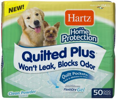 Пеленки впитывающие для собак с простежкой Hartz Quilted Plus 53 х 53 см 50 шт (1 шт)