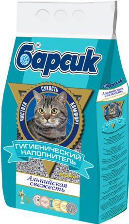 барсик альпийская свежесть – наполнитель впитывающий для туалета кошек с ароматизатором (4,54 л)