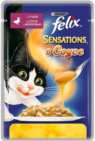 Felix Sensations для взрослых кошек с уткой в соусе с морковью 85 гр (85 гр)
