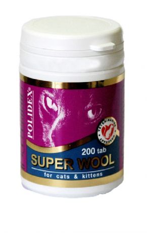 Polidex Super Wool – Полидекс Супер Вул витаминный комплекс для кошек для кожи и шерсти (200 таблеток)