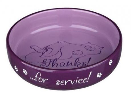 Trixie керамическая миска «thanks For Service!» для коротконосых пород (0,3 л)