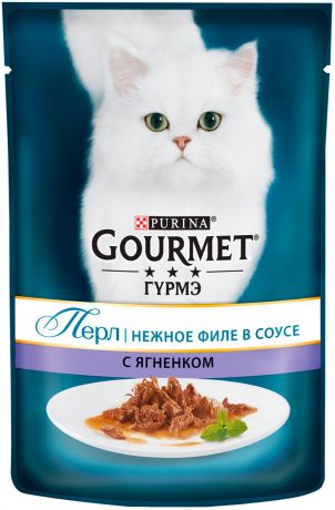 Gourmet Perle для взрослых кошек нежное филе с ягненком в соусе 85 гр (85 гр)