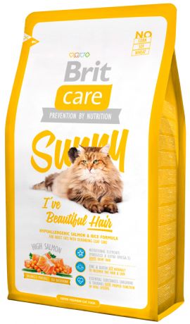 Brit Care Cat Sunny Beautiful Hair для взрослых кошек при аллергии (0,4 кг)