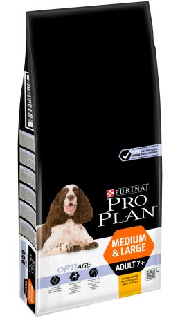 Purina Pro Plan Adult 7+ Optiage Medium & Large для пожилых собак средних и крупных пород с курицей и рисом (14 кг)