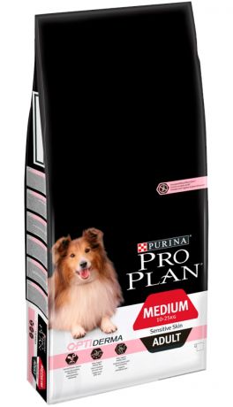 Purina Pro Plan Adult Dog Optiderma Medium Sensitive Skin для взрослых собак средних пород с чувствительной кожей с лососем и рисом (1,5 кг)