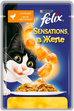 Felix Sensations для взрослых кошек с курицей в желе с морковью 85 гр (85 гр)