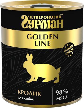 четвероногий гурман Golden Line для взрослых собак с кроликом натуральным в желе (340 гр)