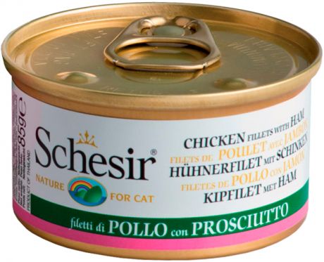 Schesir Cat Chicken & Ham для взрослых кошек с филе цыпленка и ветчиной 85 гр (85 гр)