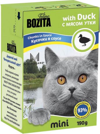Bozita Mini Chunks In Sauce Duck для кошек и котят с уткой в соусе 190 гр (190 гр)