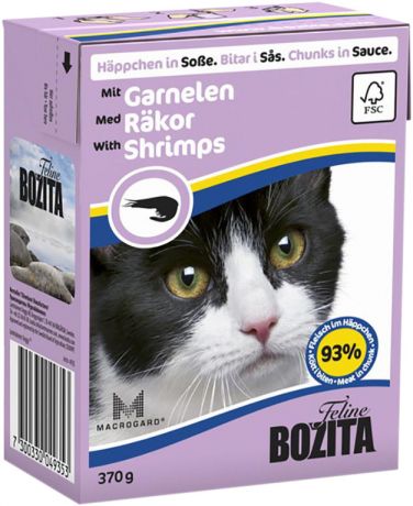 Bozita Chunks In Sauce Shrimps для кошек и котят с креветками в соусе 370 гр (370 гр)