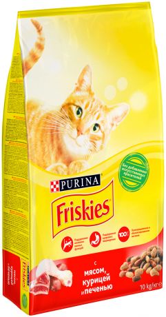 Friskies для взрослых кошек с мясом, курицей и печенью (0,4 кг)