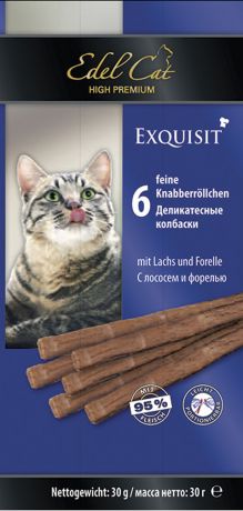 Лакомство Edel Cat для кошек колбаски с лососем и форелью (6 шт)