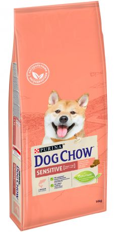 Dog Chow Sensitive для взрослых собак всех пород с чувствительным пищеварением с лососем и рисом (14 кг)