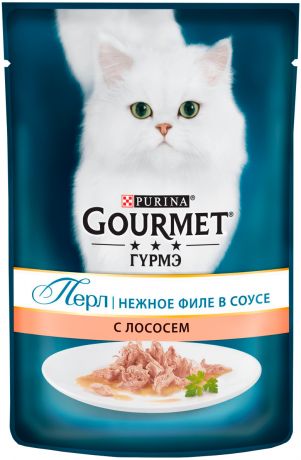 Gourmet Perle для взрослых кошек нежное филе с лососем в соусе 85 гр (85 гр)