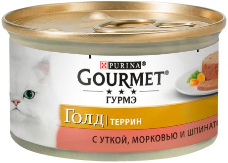 Gourmet Gold террин для взрослых кошек с уткой, морковью и шпинатом по-французски в паштете 85 гр (85 гр)