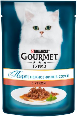 Gourmet Perle для взрослых кошек нежное филе с уткой в соусе 85 гр (85 гр)