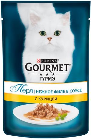 Gourmet Perle для взрослых кошек нежное филе с курицей в соусе 85 гр (85 гр)