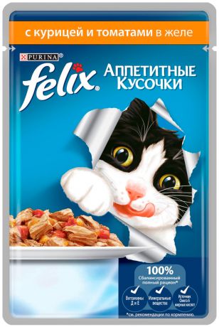 Felix для взрослых кошек с курицей и томатами в желе 85 гр (85 гр)