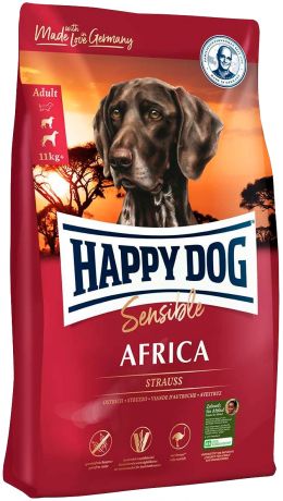 Happy Dog Supreme Africa Sensible Nutrition для взрослых собак всех пород при аллергии со страусом и картофелем (12,5 кг)