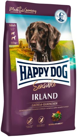 Happy Dog Supreme Irland Sensible Nutrition для взрослых собак всех пород при аллергии с лососем и кроликом (12,5 кг)