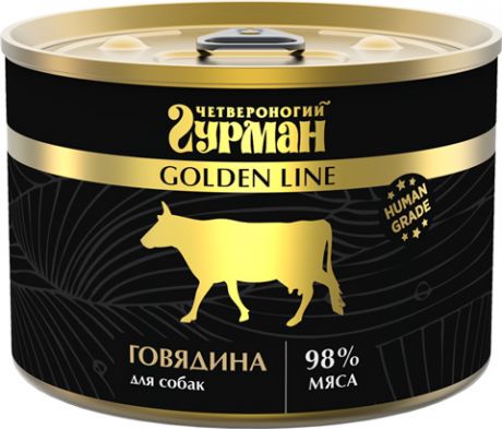 четвероногий гурман Golden Line для взрослых собак с говядиной натуральной в желе (100 гр)