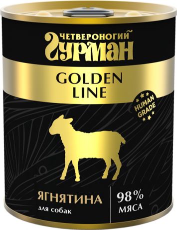 четвероногий гурман Golden Line для взрослых собак с ягненком натуральным в желе (340 гр)