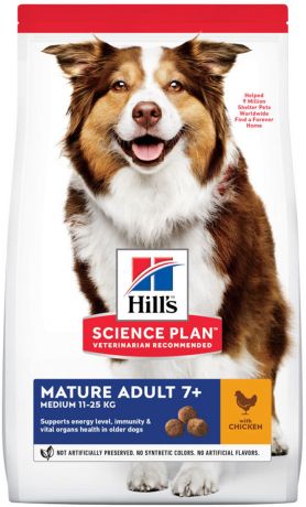 Hill’s Science Plan Canine Mature Adult 7+ Medium Chicken для пожилых собак средних пород старше 7 лет с курицей (12 кг)