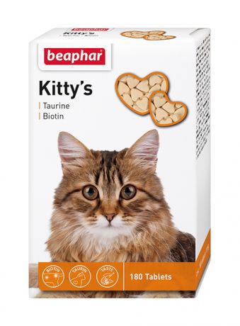 Лакомство Beaphar Kitty’s + Taurine-biotin для кошек витаминизированное с таурином и биотином (180 шт)