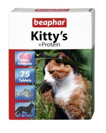 Лакомство Beaphar Kitty’s + Protein для кошек витаминизированное с протеином (75 шт)