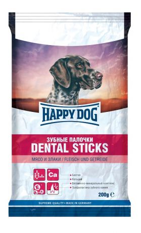 Лакомство Happy Dog для собак палочки для зубов с мясом и злаками (180 гр)