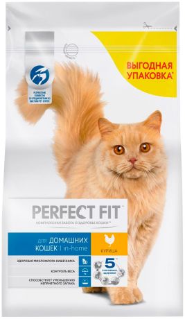 Perfect Fit In-home для взрослых кошек живущих дома с курицей (1,2 кг)
