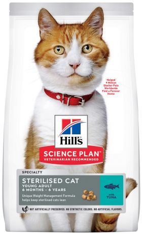 Hill’s Science Plan Feline Young Adult Sterilised Cat Tuna для взрослых кастрированных котов и стерилизованных кошек с тунцом (0,3 кг)