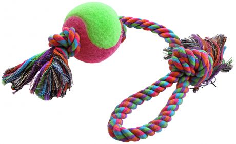 Triol игрушка для собак «Веревка цветная с мячом», 43 см (1 шт)