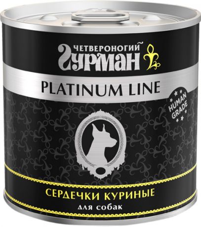 четвероногий гурман Platinum Line для взрослых собак с сердечками куриными в желе (500 гр)