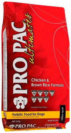 Pro Pac Ultimates Adult Chicken Meal & Brown Rice для взрослых собак всех пород с курицей и рисом (12 кг)