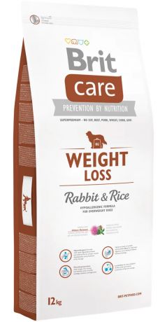 Brit Care Weight Loss Rabbit & Rice диетический для взрослых собак всех пород с кроликом и рисом (12 кг)
