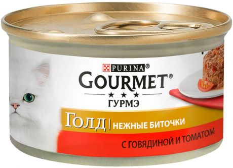 Gourmet Gold нежные биточки для взрослых кошек с говядиной и томатами 85 гр (85 гр)