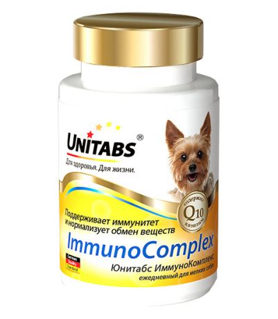 Unitabs Immunocomplex – Юнитабс витаминно-минеральный комплекс для собак мелких пород для укрепления иммунитета с Q10 (100 таблеток)